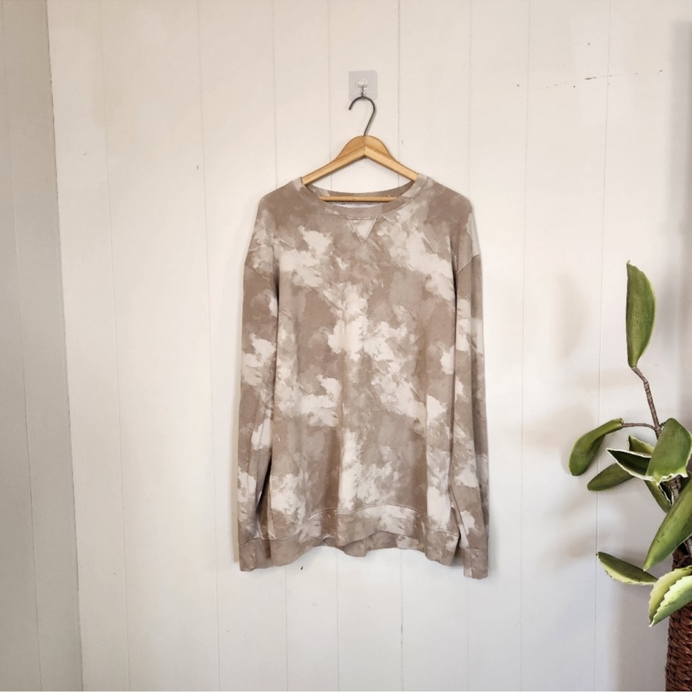 Jax & Lennon Brown Tie-Dye Crew Oversized Tunic Sweatshirt Organic Cotton Bamboo